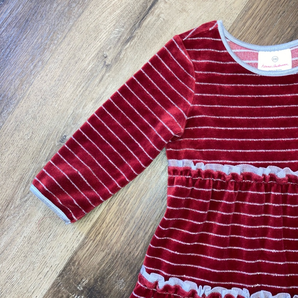 Hanna Andersson Red Velvet Dress Christmas Holiday Party Outfit Sparkle 4T - Picture 3 of 11